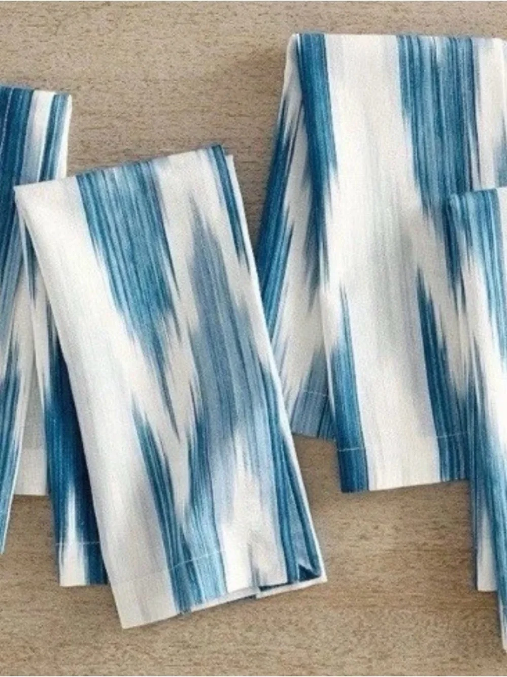 Pottery Barn Blue and White Brushstroke Cotton Napkins - Set of 4